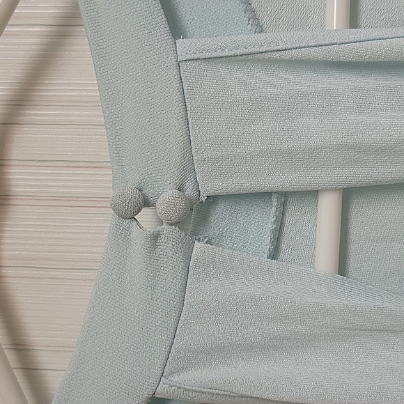 Asos Light Blue Sleeveless Plunging Back Dress Sz 6 Tall Polyester, Pleated New - Picture 7 of 9